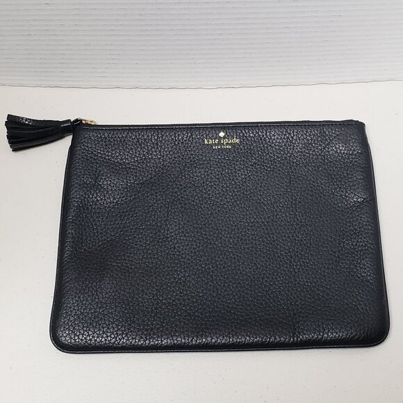 Kate Spade Black Pebbled Leather Large Clutch/Pouch - Picture 1 of 8